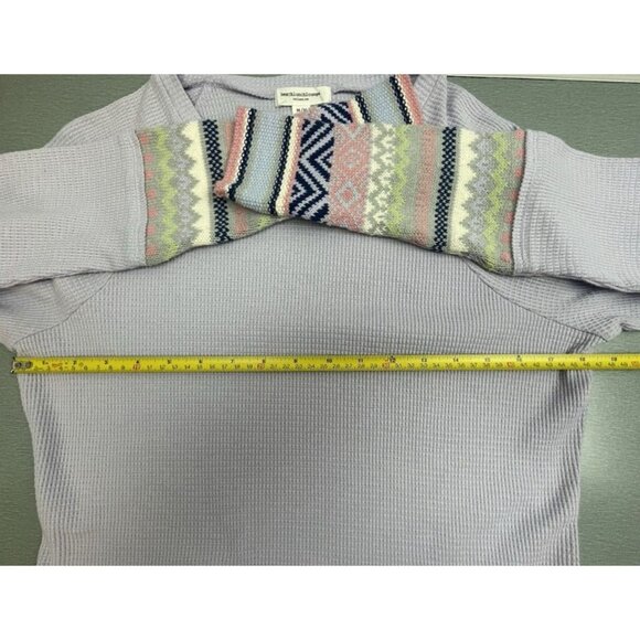 Beach Lunch Lounge Lavender Waffle Knit Thermal Long Sleeve Tee Size Medium - Picture 6 of 16